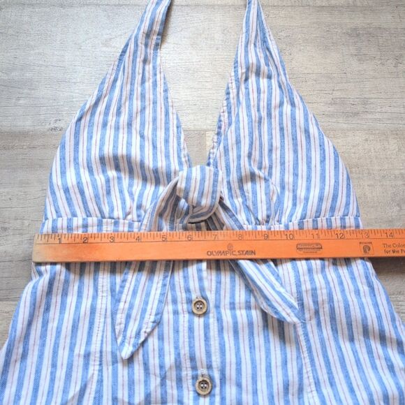 Windsor Womens Size M? Pretty In Italy Halter Button Striped Mini DressBlue - Picture 4 of 7